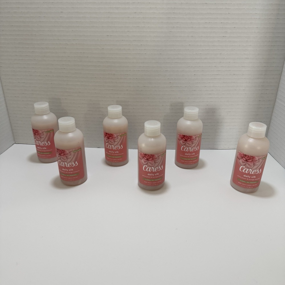 Caress Daily Silk White Peach Orange Blossom Body Wash 3 OZ Travel Size Lot Of 6